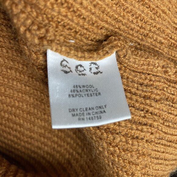 Sea NY Cardigan Women XS Brown Balloon Sleeve Wool Blend Luxury Preppy Flaw - Picture 5 of 10
